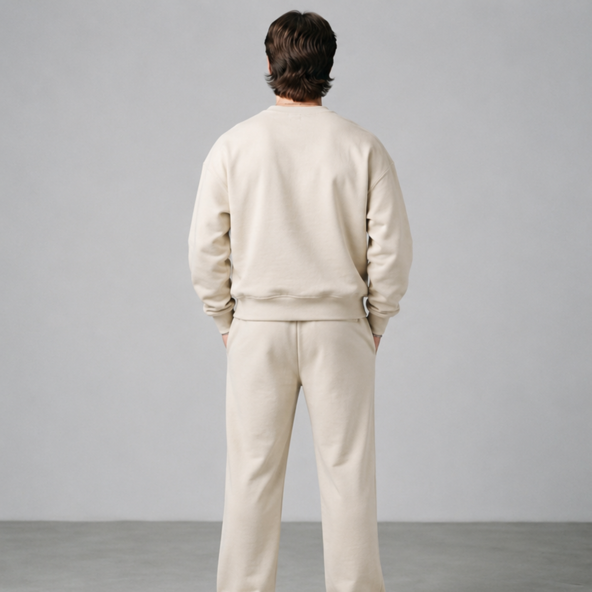 Embroidered Co-ord Set: Beige