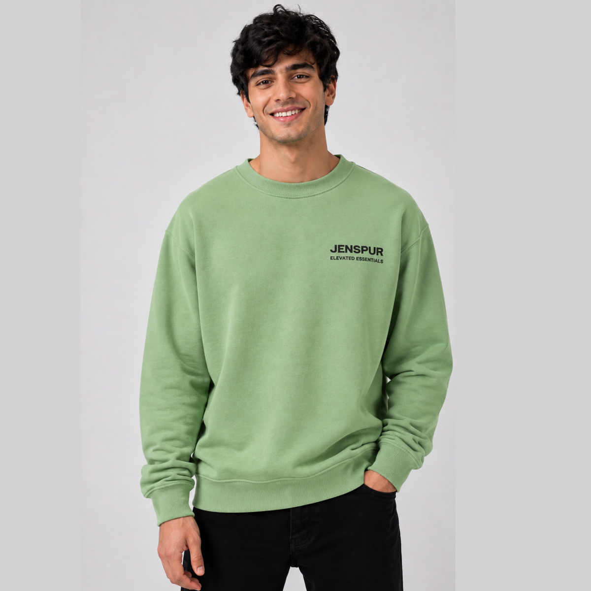 Classic Embroided Sweatshirt: Kale Green