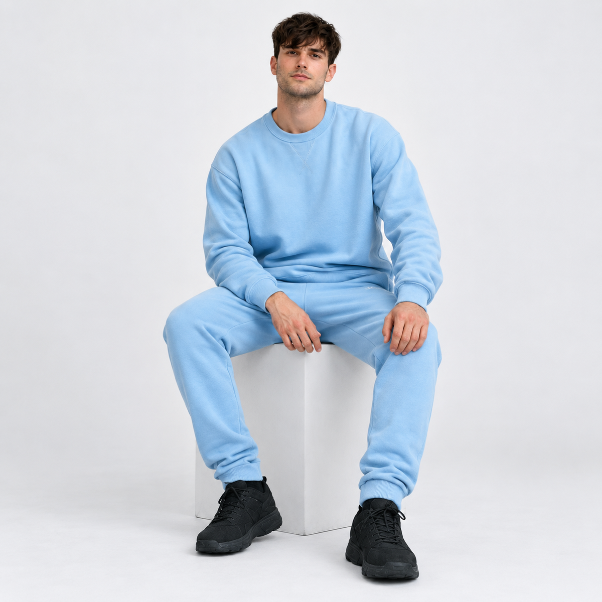 Essential V-Crew Co-ord Set: Sky Blue