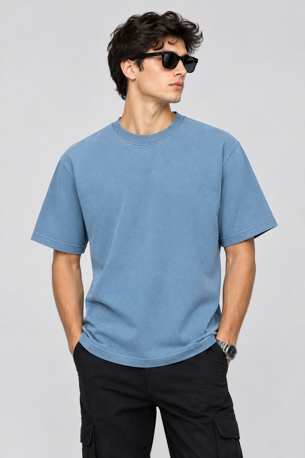 Oversized Tee: Steel Blue