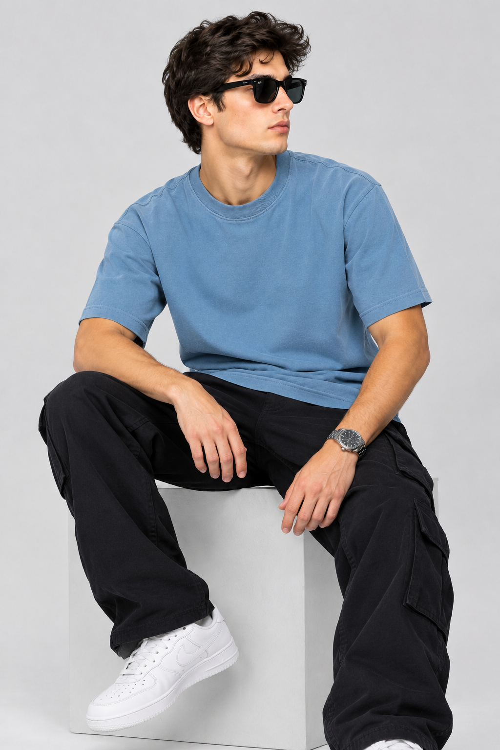 Oversized Tee: Steel Blue