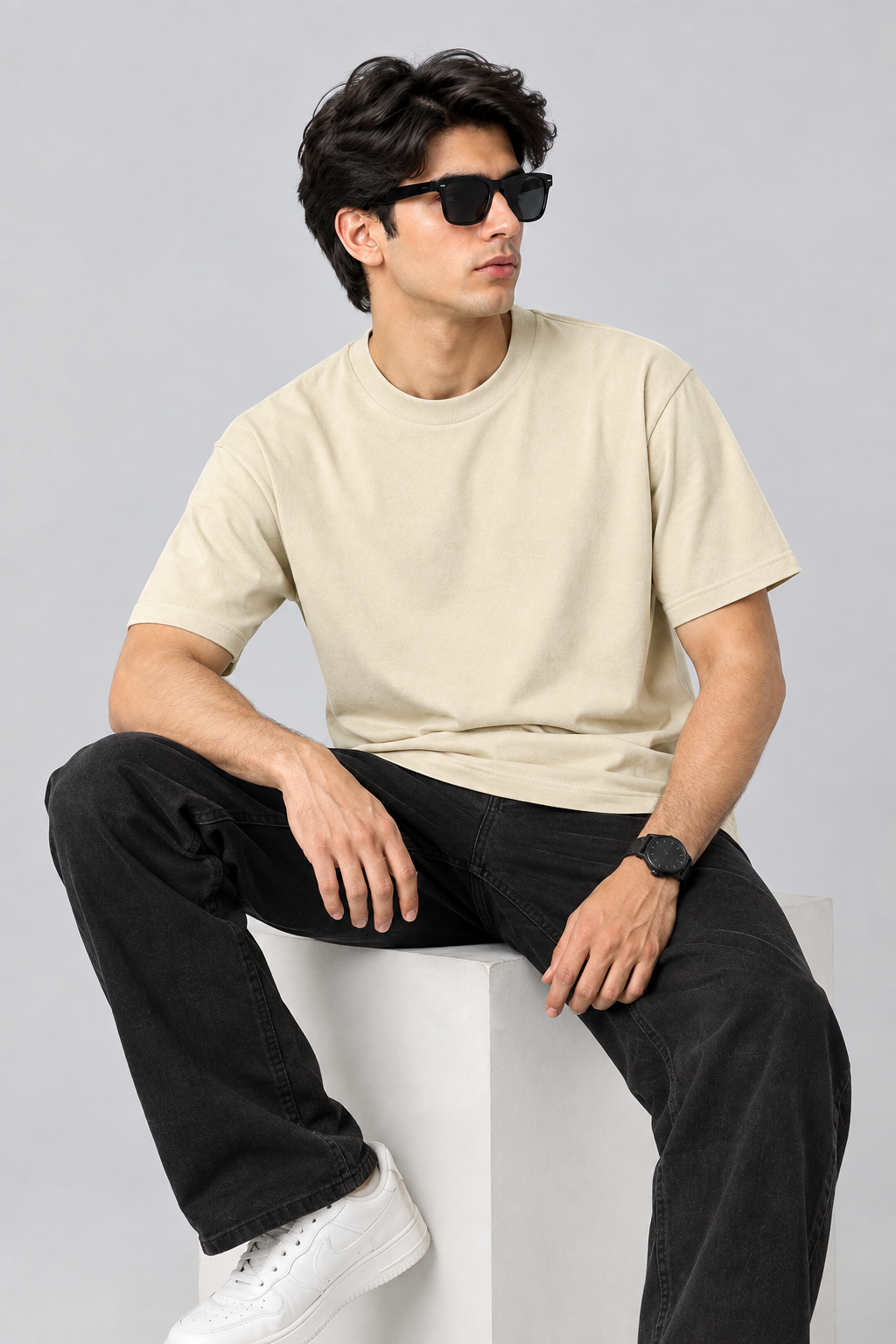 Oversized Tee: Beige