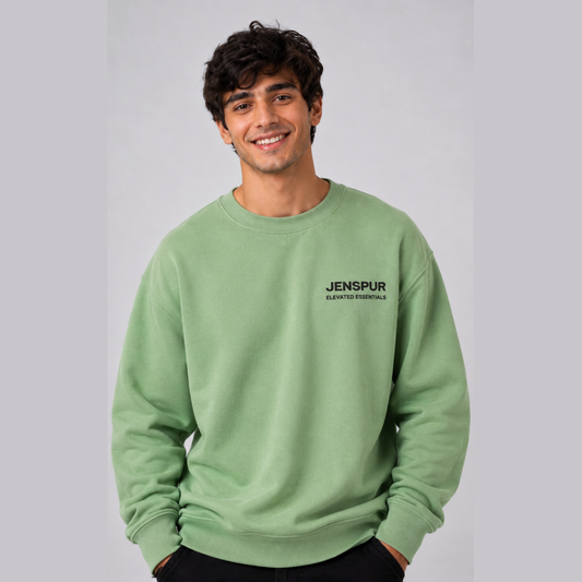Classic Embroided Sweatshirt: Kale Green