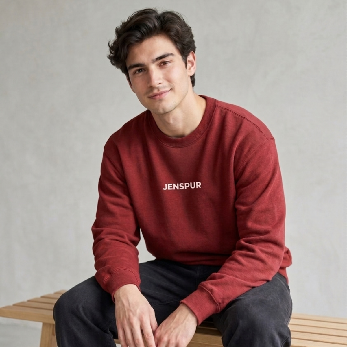 Classic Printed Sweatshirt: Burgundy