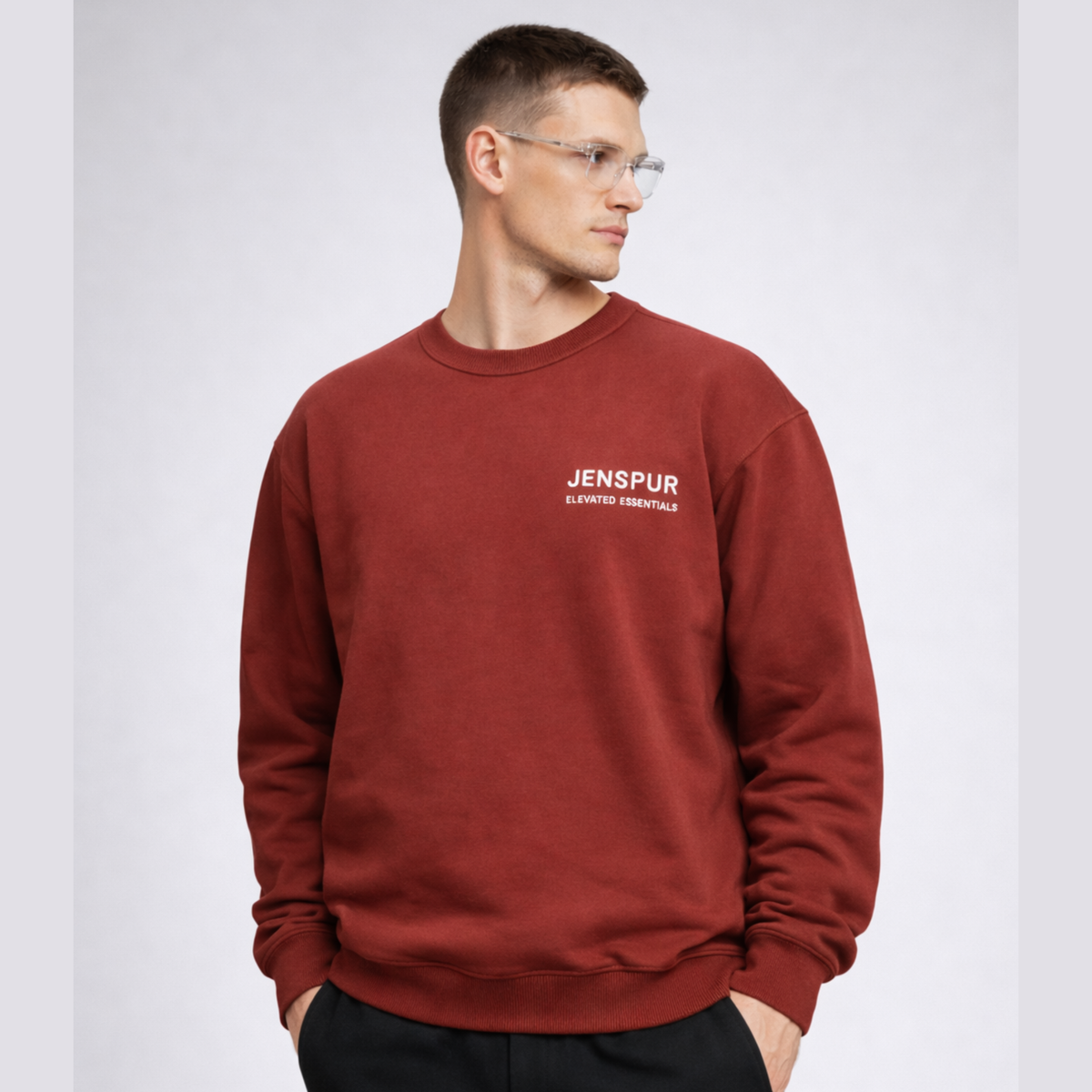 Classic Embroided Sweatshirt: Burgundy