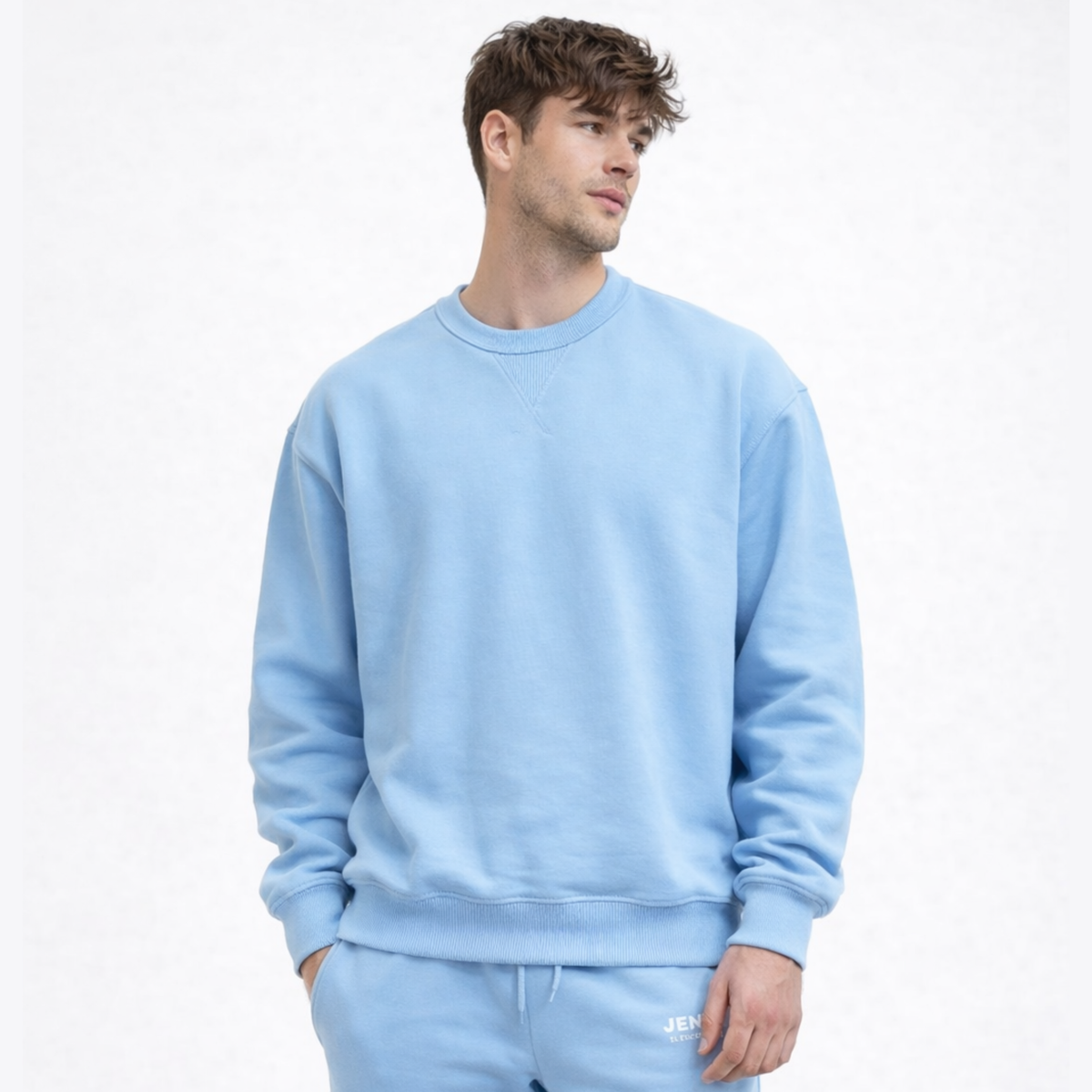 Essential V-Crew Co-ord Set: Sky Blue