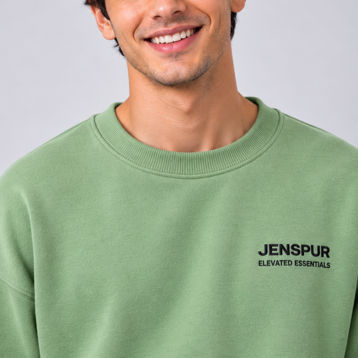 Classic Embroided Sweatshirt: Kale Green