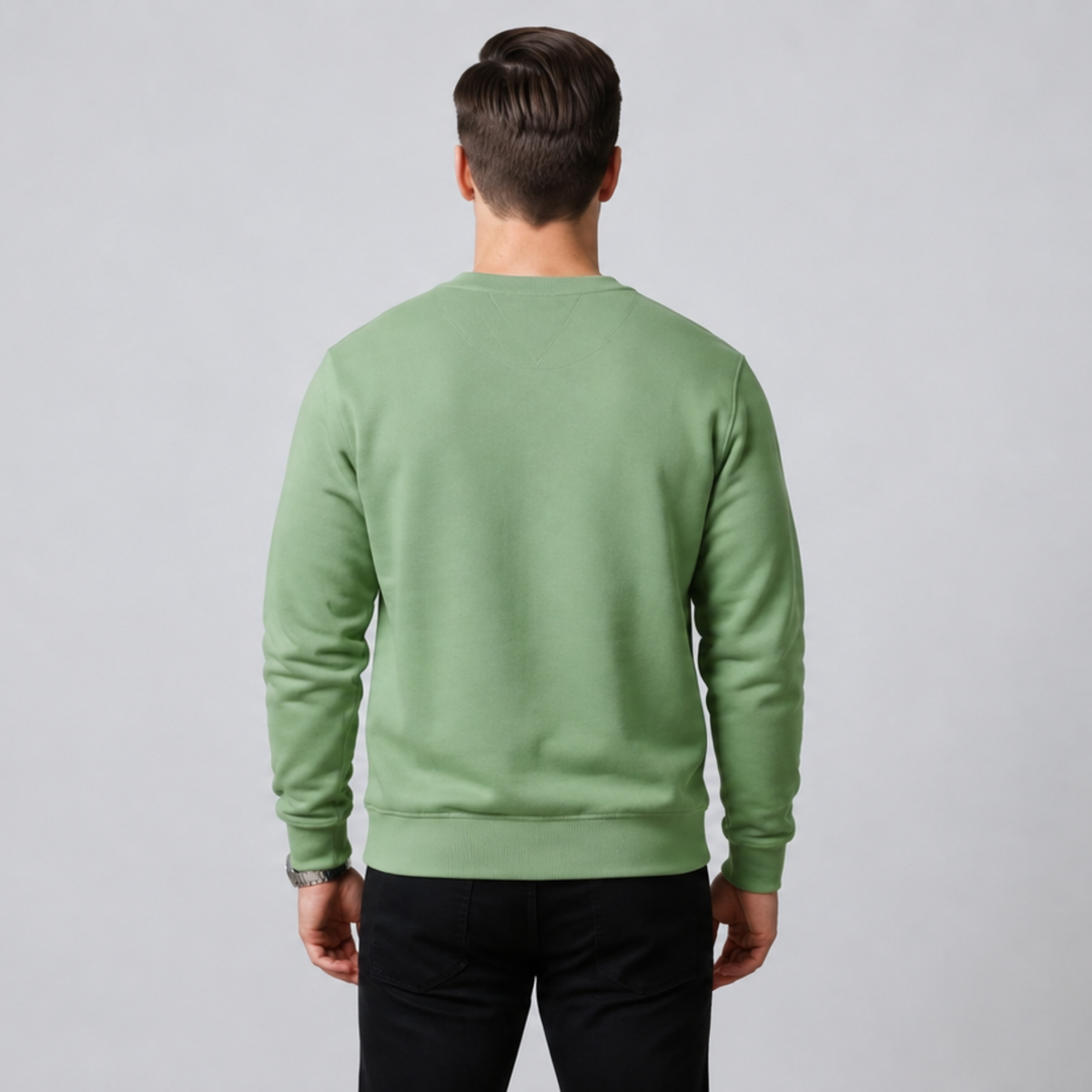 Essential V-Crew Sweatshirt: Kale Green