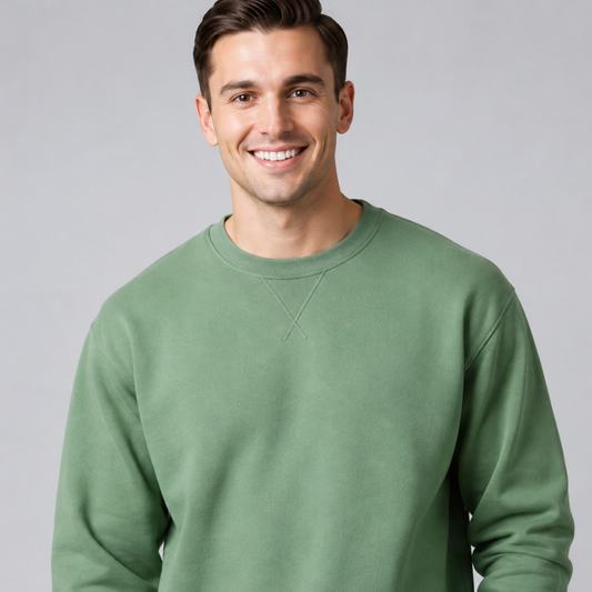 Essential V-Crew Sweatshirt: Kale Green