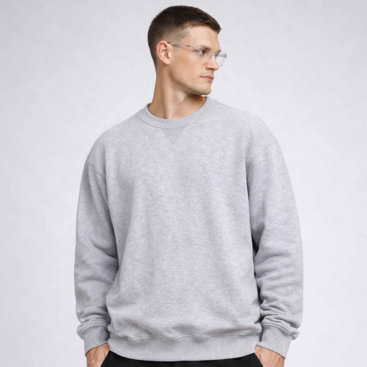 Essential V-Crew Sweatshirt: Heather Grey