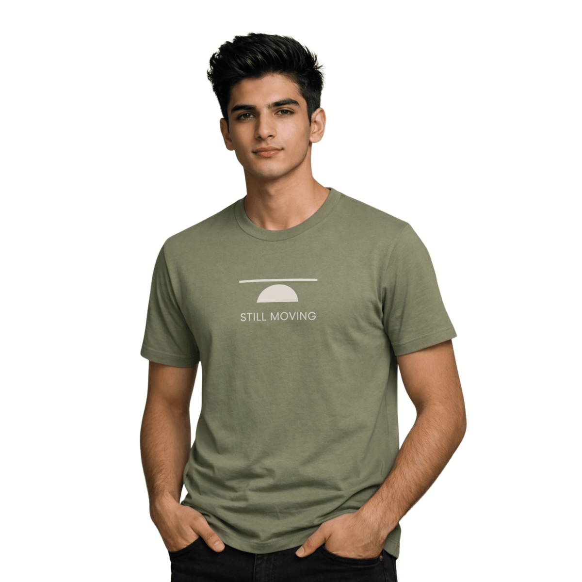 Still Moving Graphic T-Shirt: Olive Green