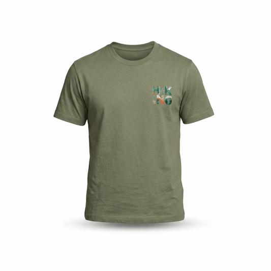 Hiking Graphic T-Shirt: Olive Green