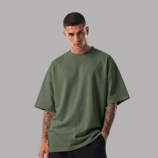 Oversized Tee: Olive Green
