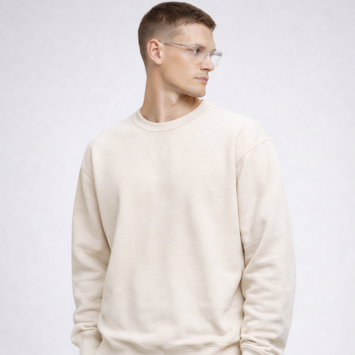 Essential V-Crew Co-ord Set: Beige