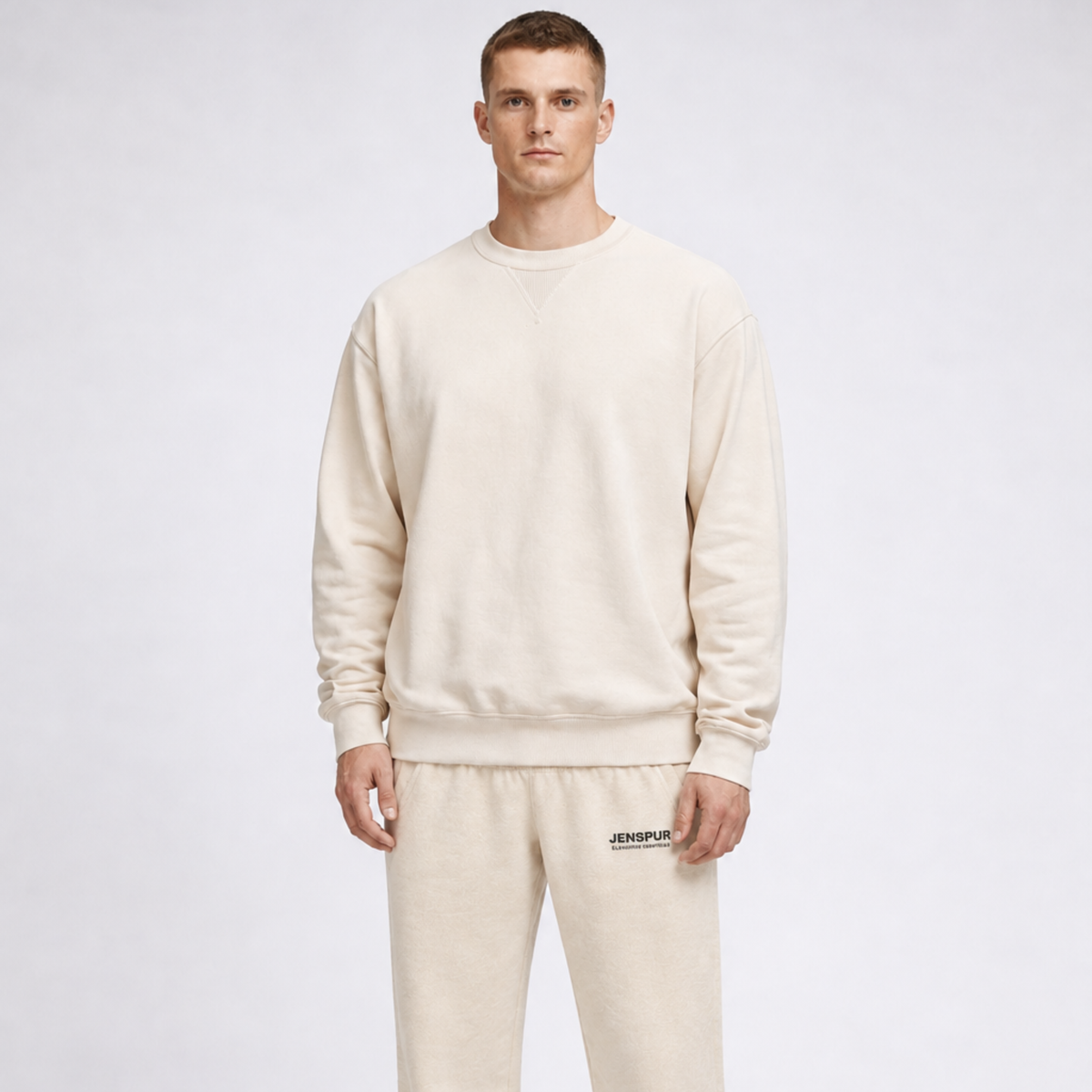 Essential V-Crew Co-ord Set: Beige