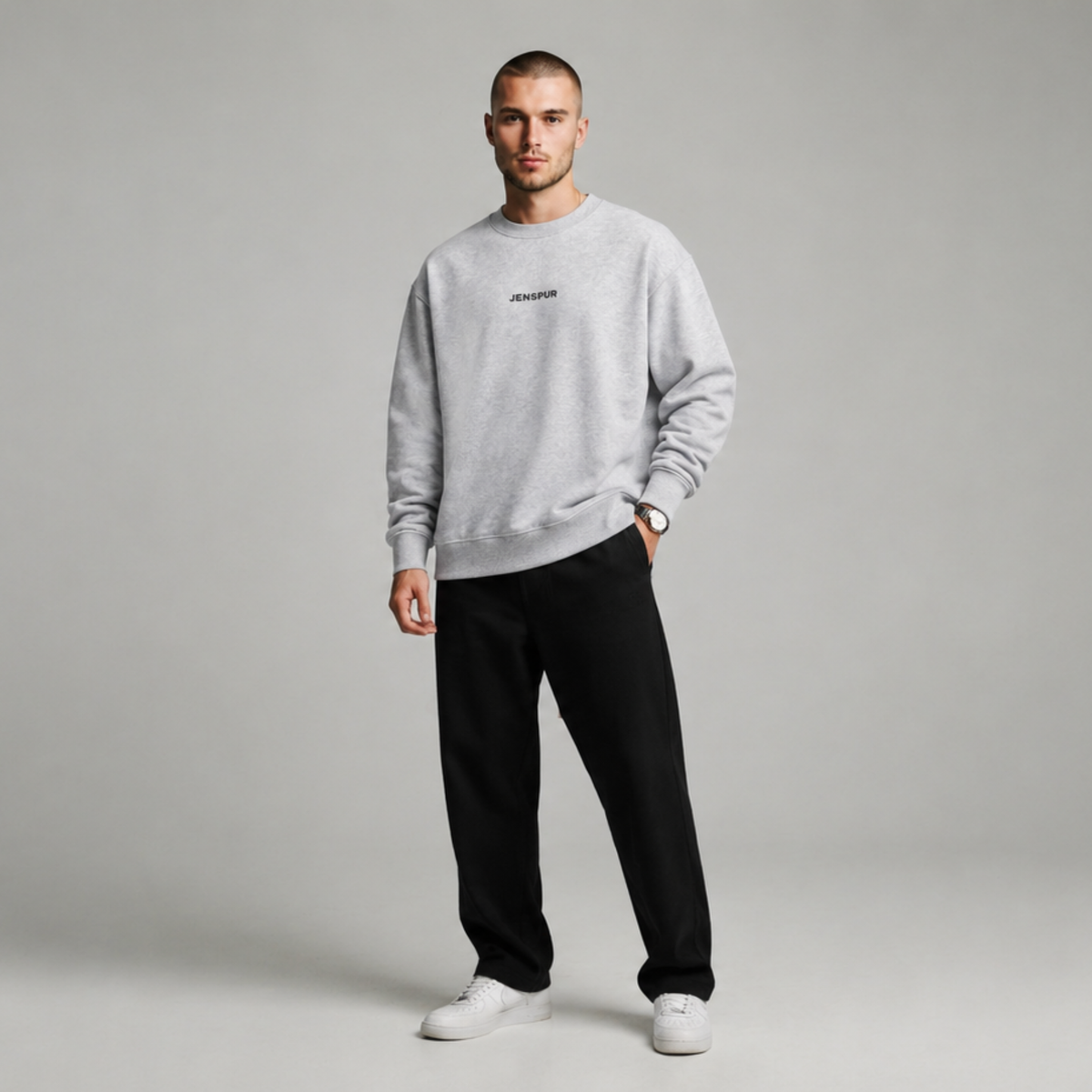 Classic Printed Sweatshirt: Heather Grey