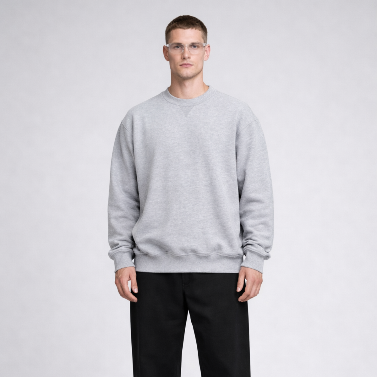Essential V-Crew Sweatshirt: Heather Grey
