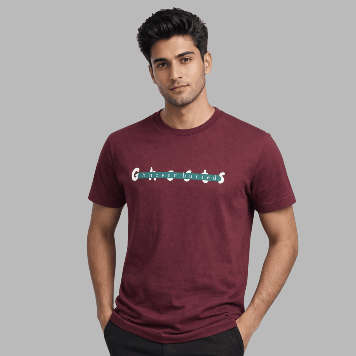Ghost Graphic T-Shirt: Burgundy