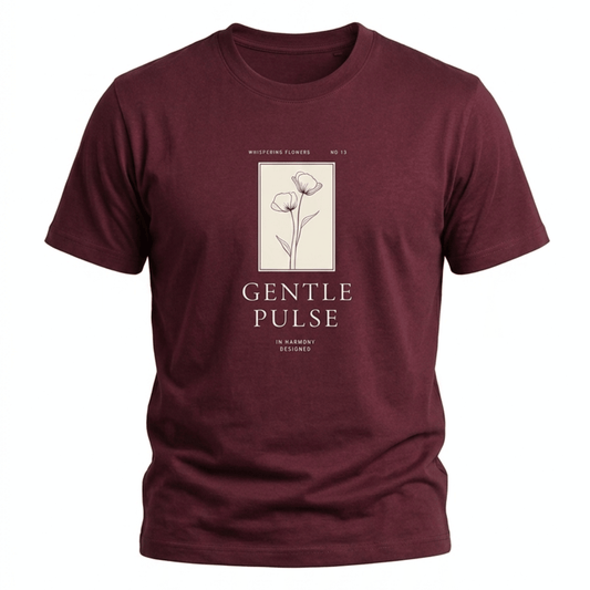 Gentle Pulse Graphic T-Shirt: Burgundy
