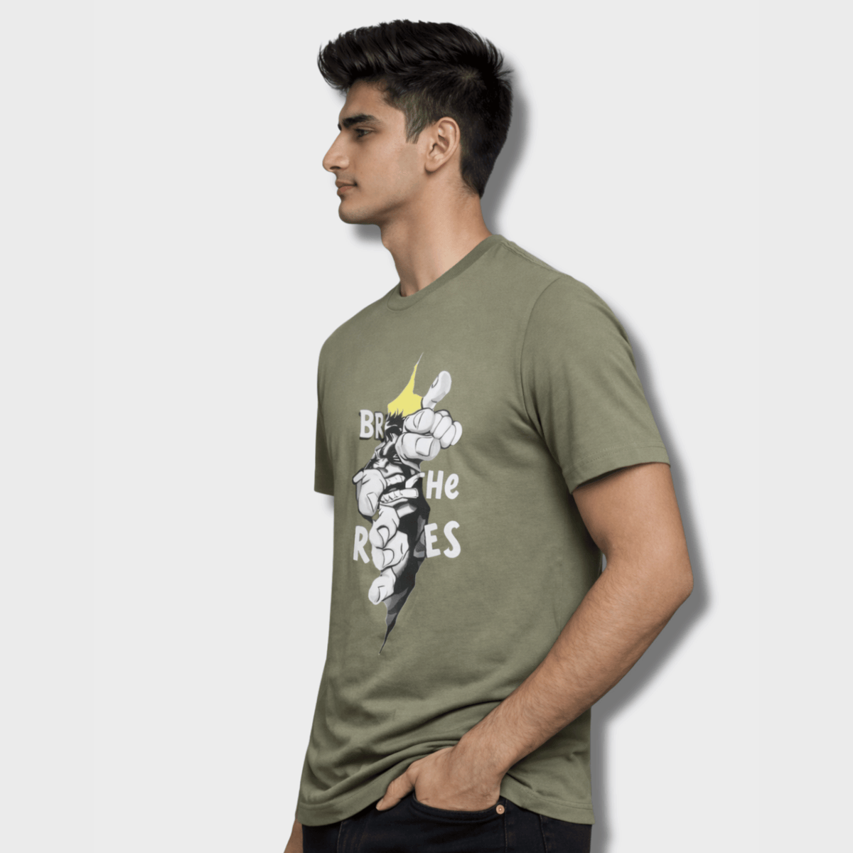 Break Rules Graphic T-Shirt: Olive Green