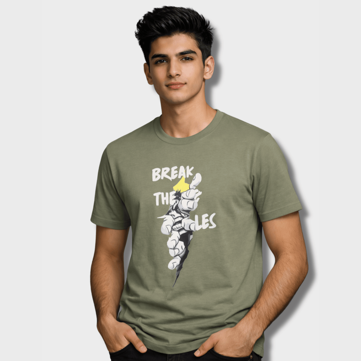 Break Rules Graphic T-Shirt: Olive Green