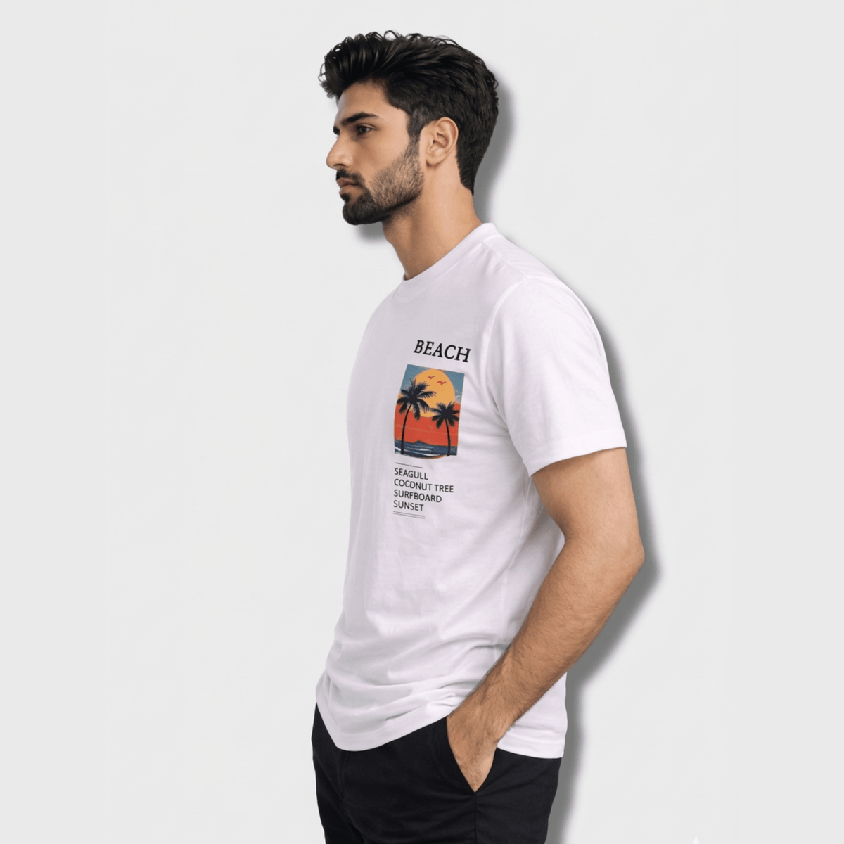 Beach Graphic T-Shirt: White