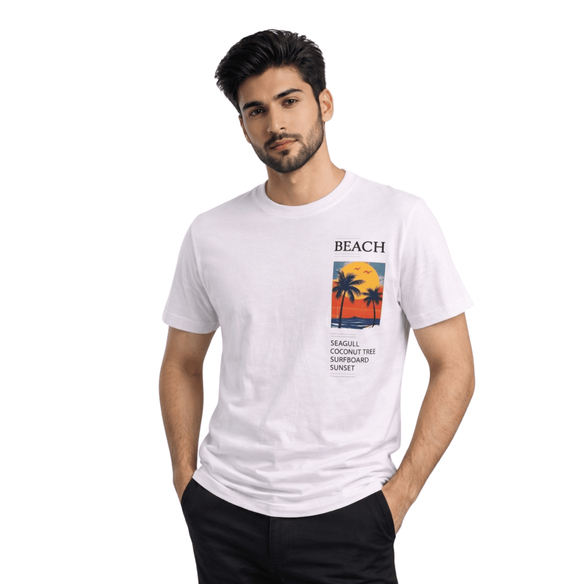 Beach Graphic T-Shirt: White
